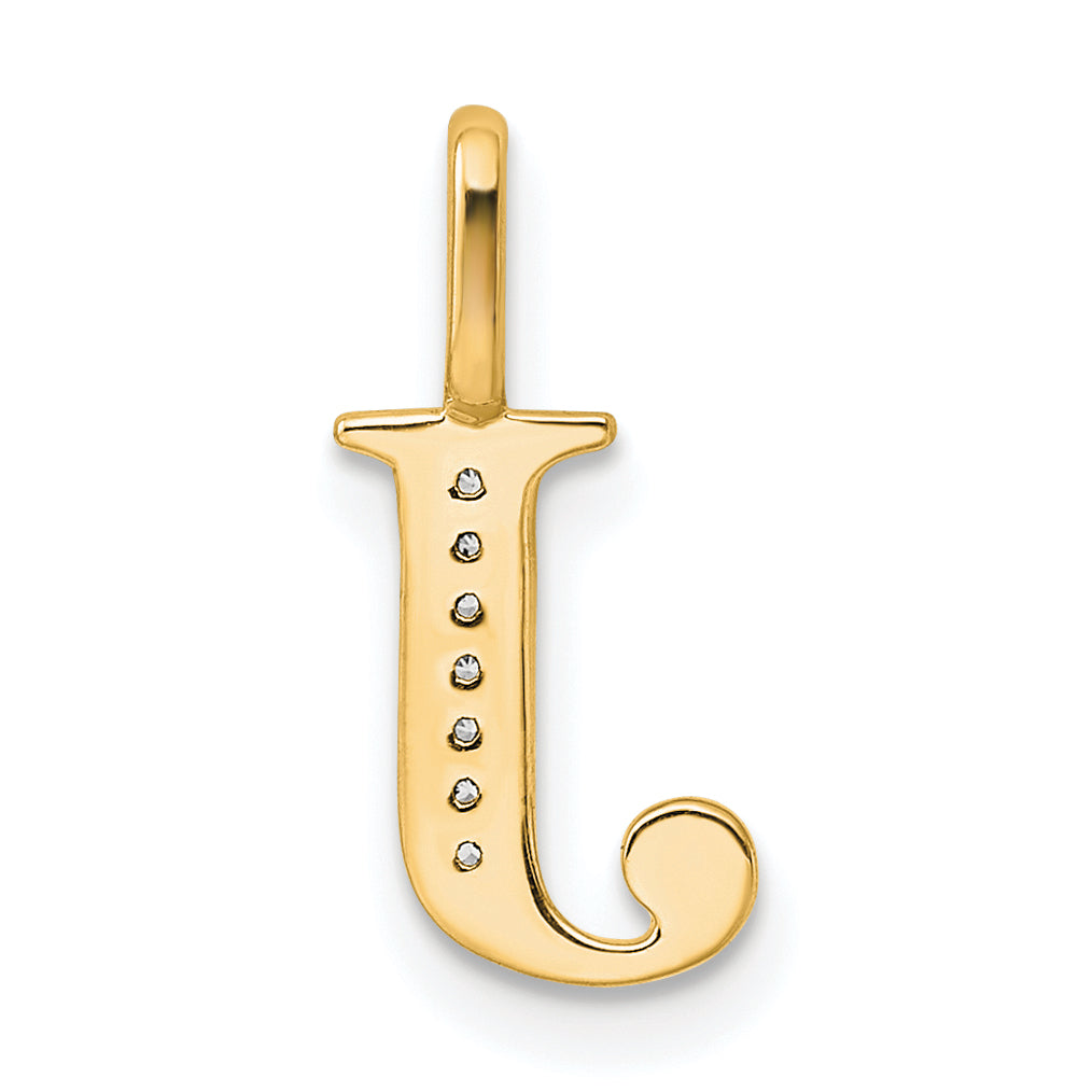 14K Diamond Letter J Initial Pendant