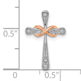 14k Two-tone White & Rose Cross w/Infinity Diamond Chain Slide