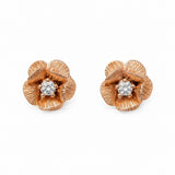 Estate 14k Rose Gold Diamond Floral Earrings