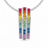 Estate 14k White Gold Rainbow Sapphire Three-Bar Necklace