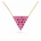Estate 14k Yellow Gold Pink Sapphire Geometric Necklace