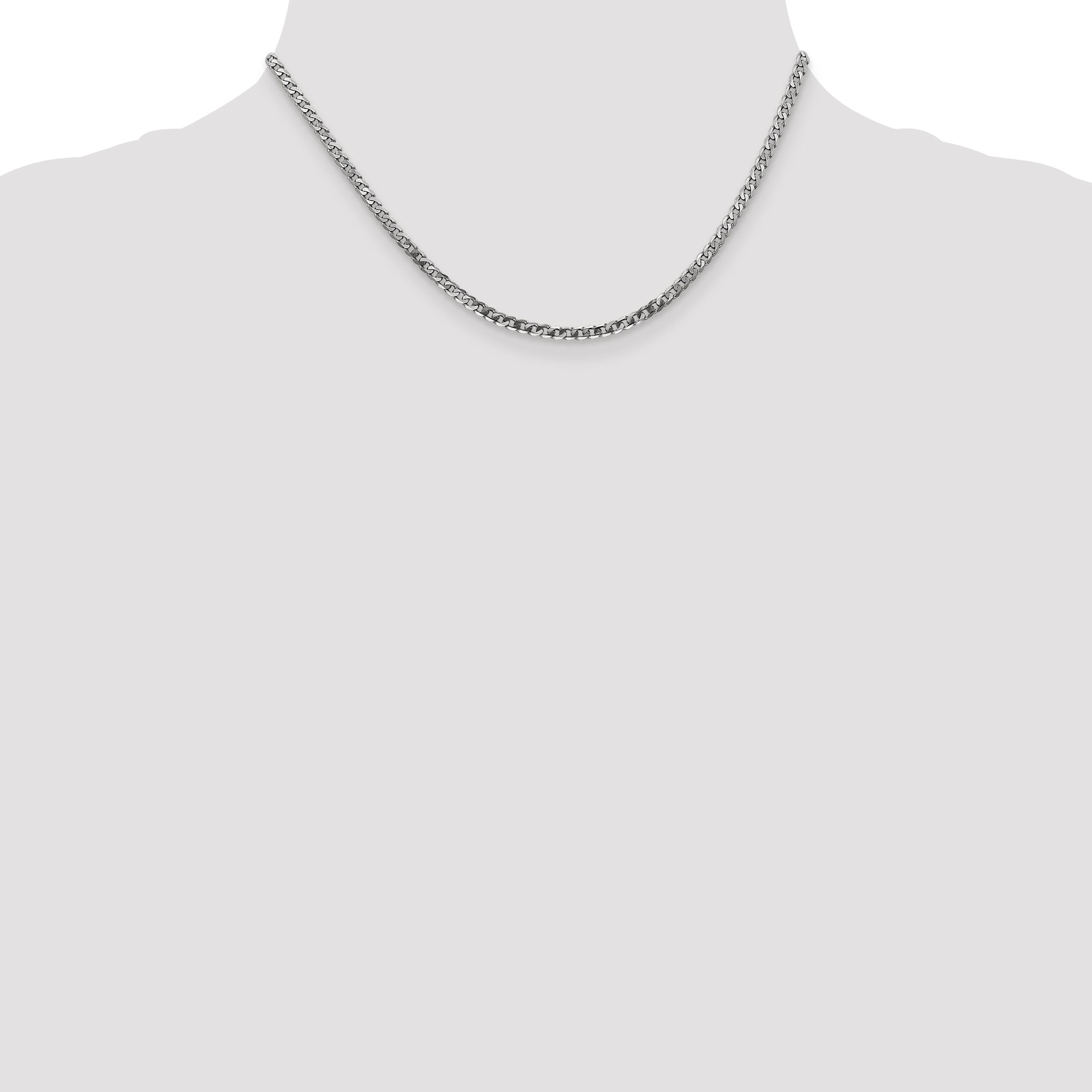 14k White Gold 2.9mm Flat Beveled Curb Chain