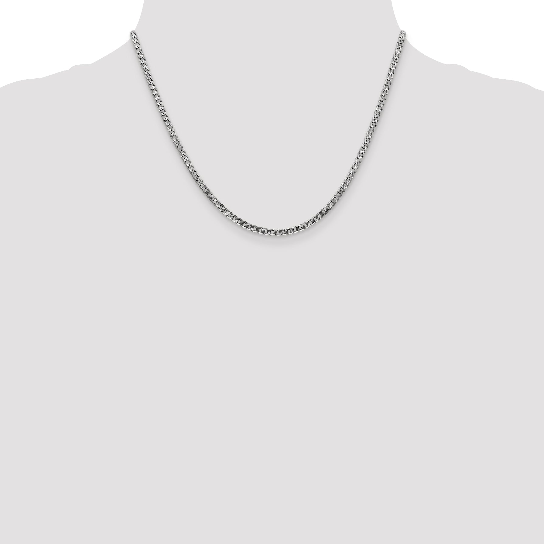 14k White Gold 2.9mm Flat Beveled Curb Chain