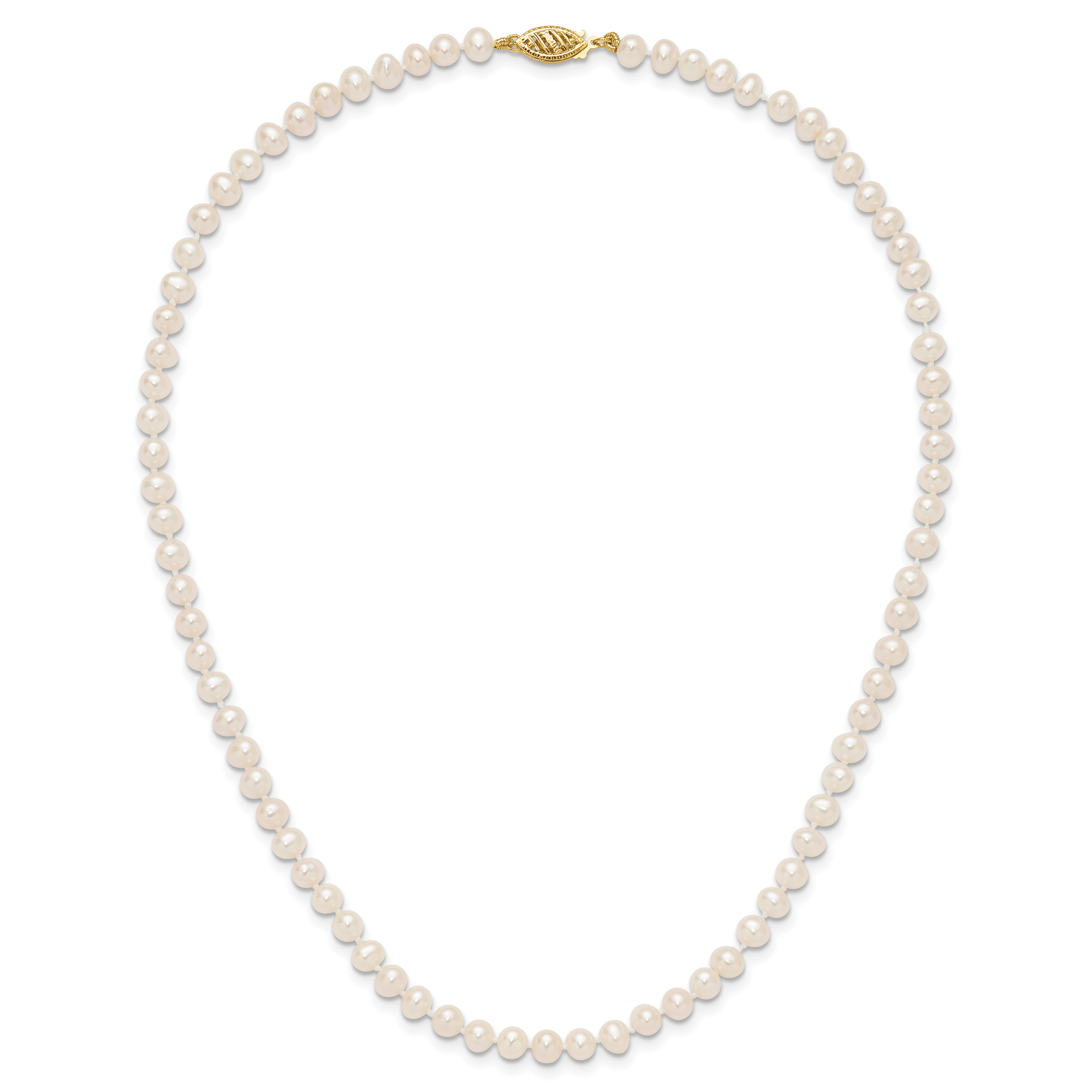 14k 4-5mm White Near Round Freshwater Cultured Pearl Necklace