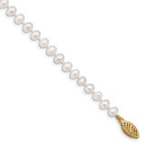 14k 4-5mm White Near Round Freshwater Cultured Pearl Bracelet