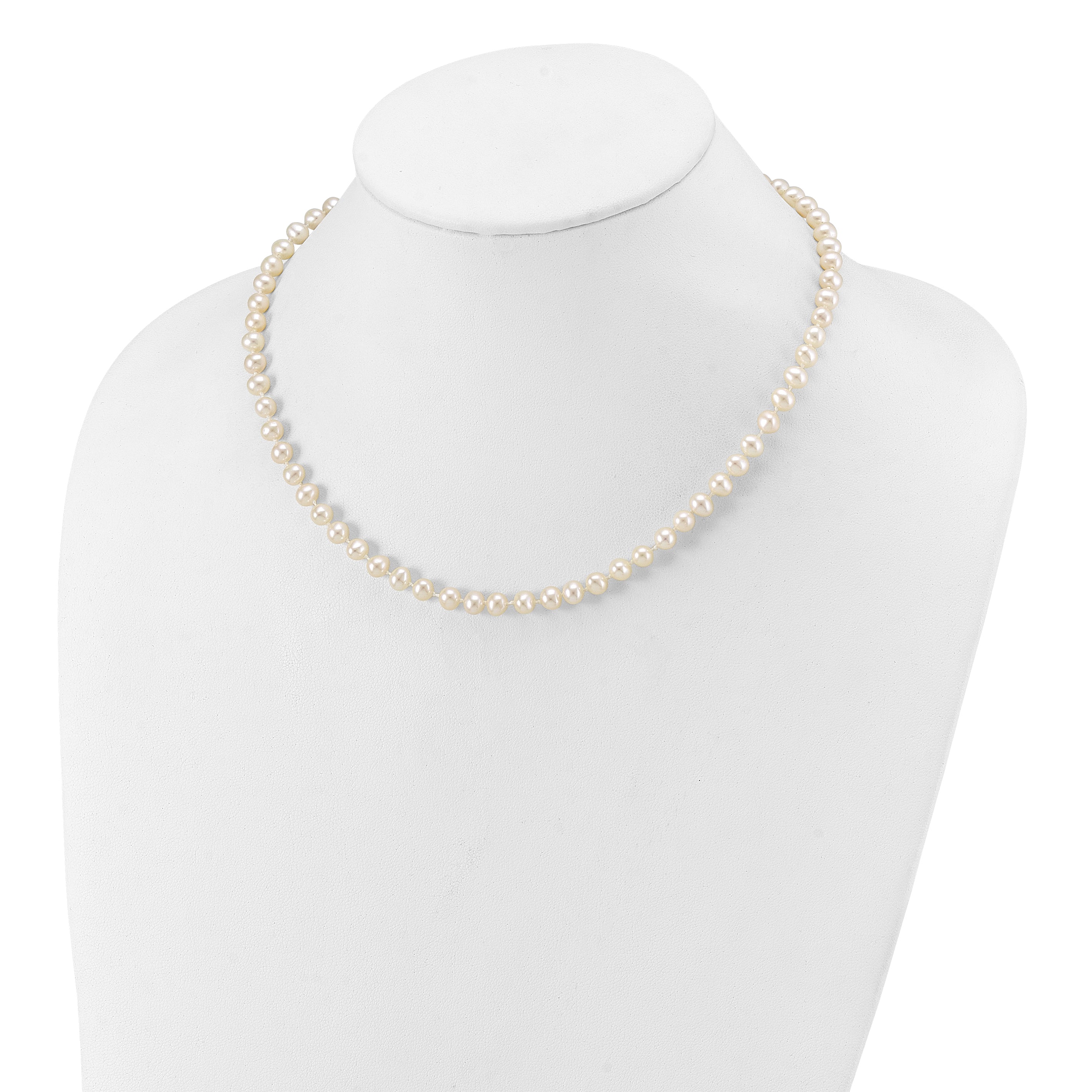 14k WG 5-6mm White Near Round Freshwater Cultured Pearl Necklace