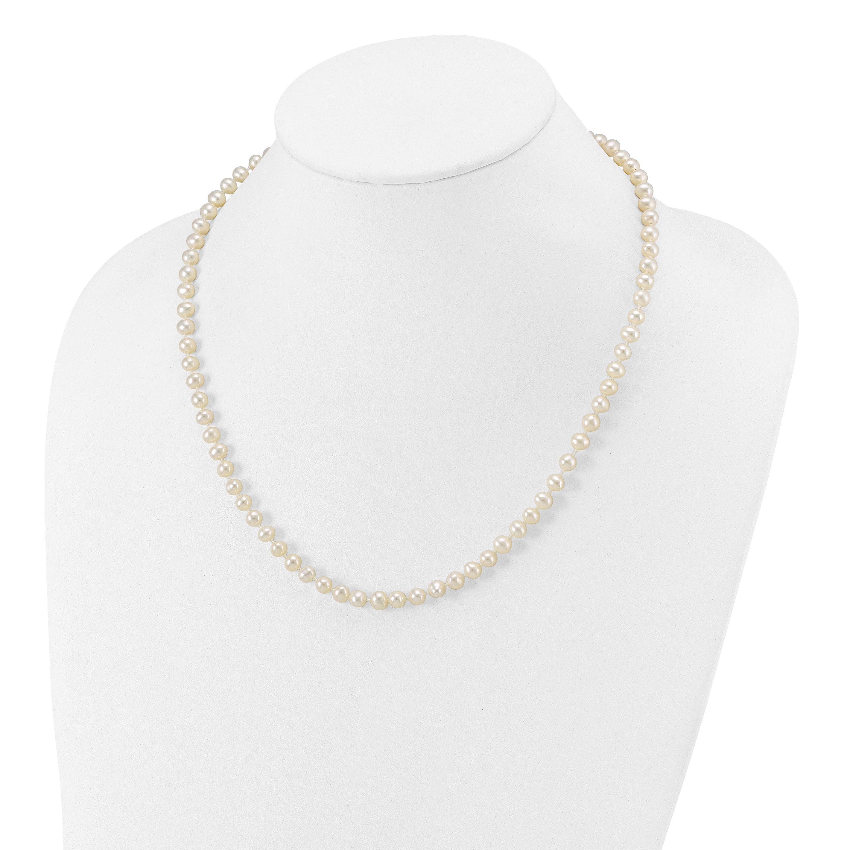 14k WG 5-6mm Near Rnd Wht Freshwater Cultured Pearl 18in Necklace