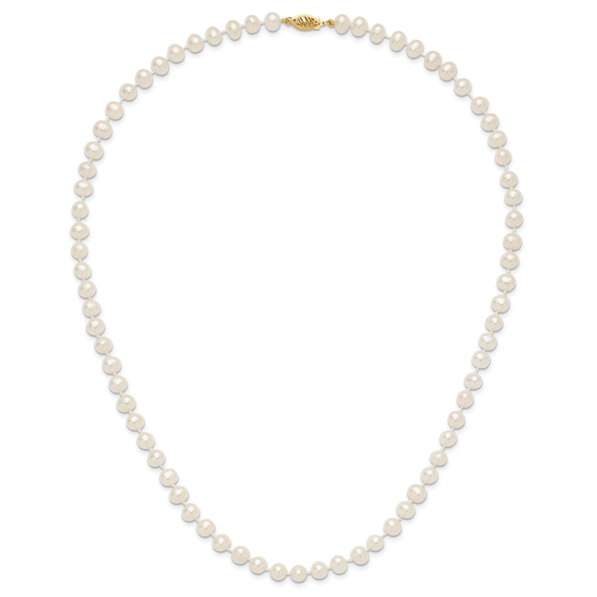 14k 6-7mm White Near Round Freshwater Cultured Pearl Necklace