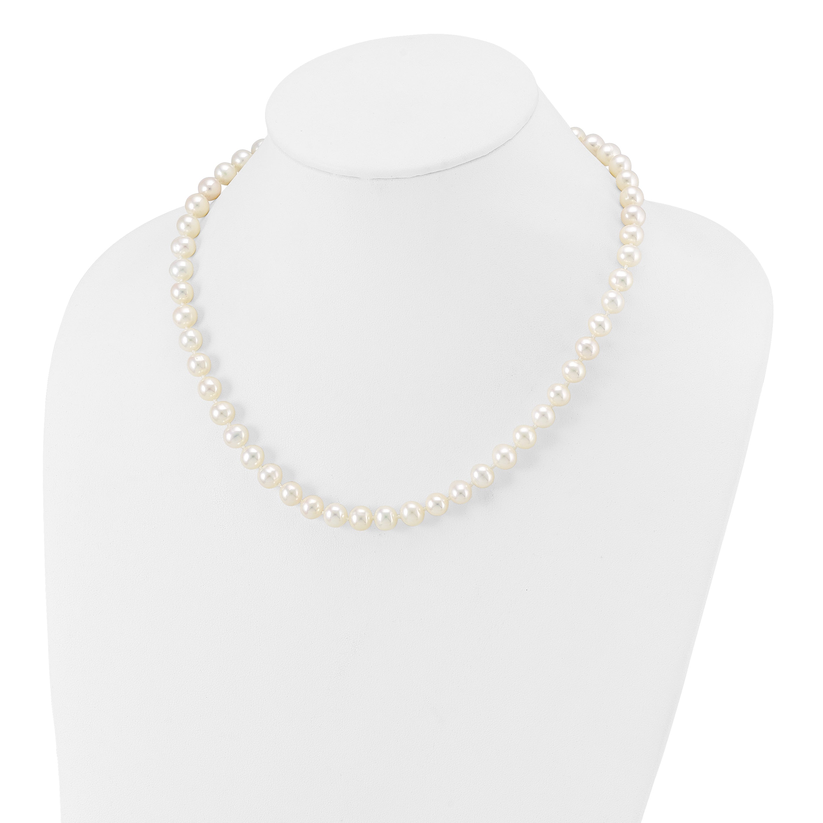 14k 7-8mm White Near Round Freshwater Cultured Pearl Necklace