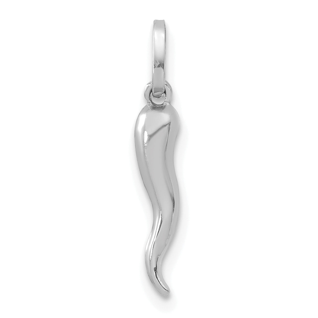 14k White Gold 3D Italian Horn Charm