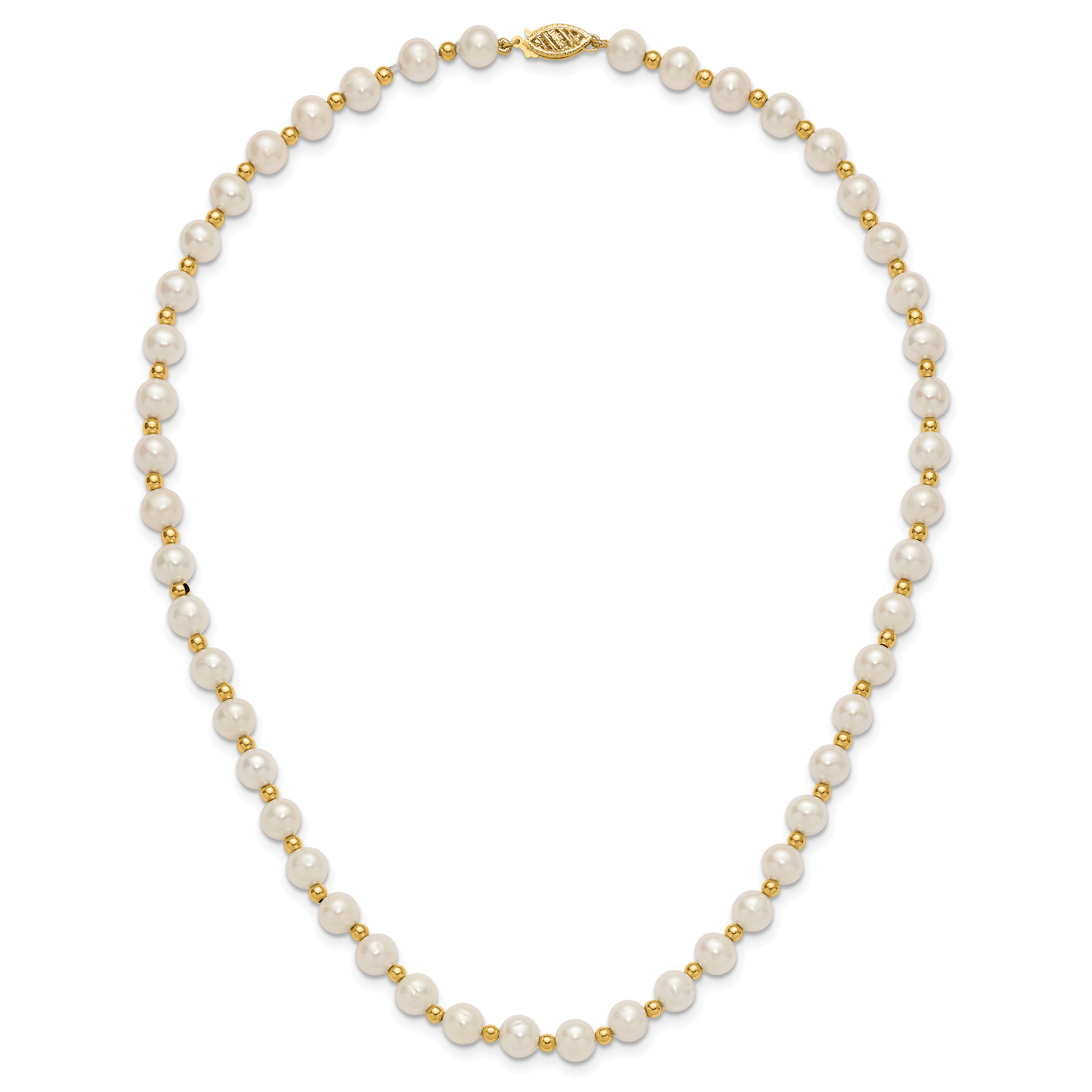 14K 6-7mm White Near Round FW Cultured Pearl Bead Necklace