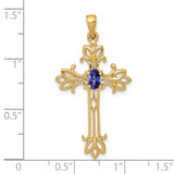 14k 5x3mm Oval Tanzanite cross pendant