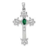 14k White Gold 5x3mm Oval Mount St. Helens cross pendant