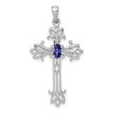 14k White Gold 5x3mm Oval Tanzanite cross pendant