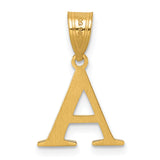 14k Polished Etched Letter A Initial Pendant