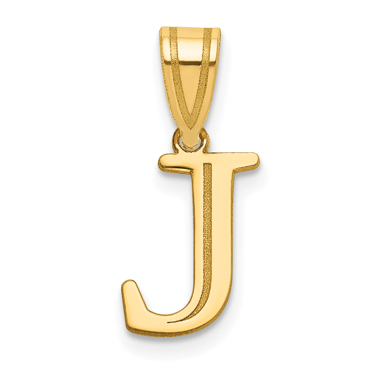 14k Polished Etched Letter J Initial Pendant