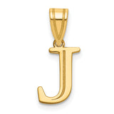 14k Polished Etched Letter J Initial Pendant