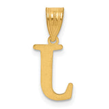 14k Polished Etched Letter J Initial Pendant