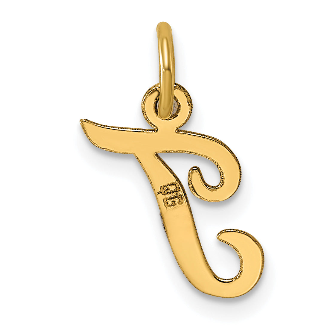 14k Small Script Letter T Initial Charm