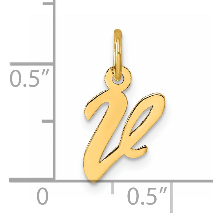 14k Small Script Letter V Initial Charm